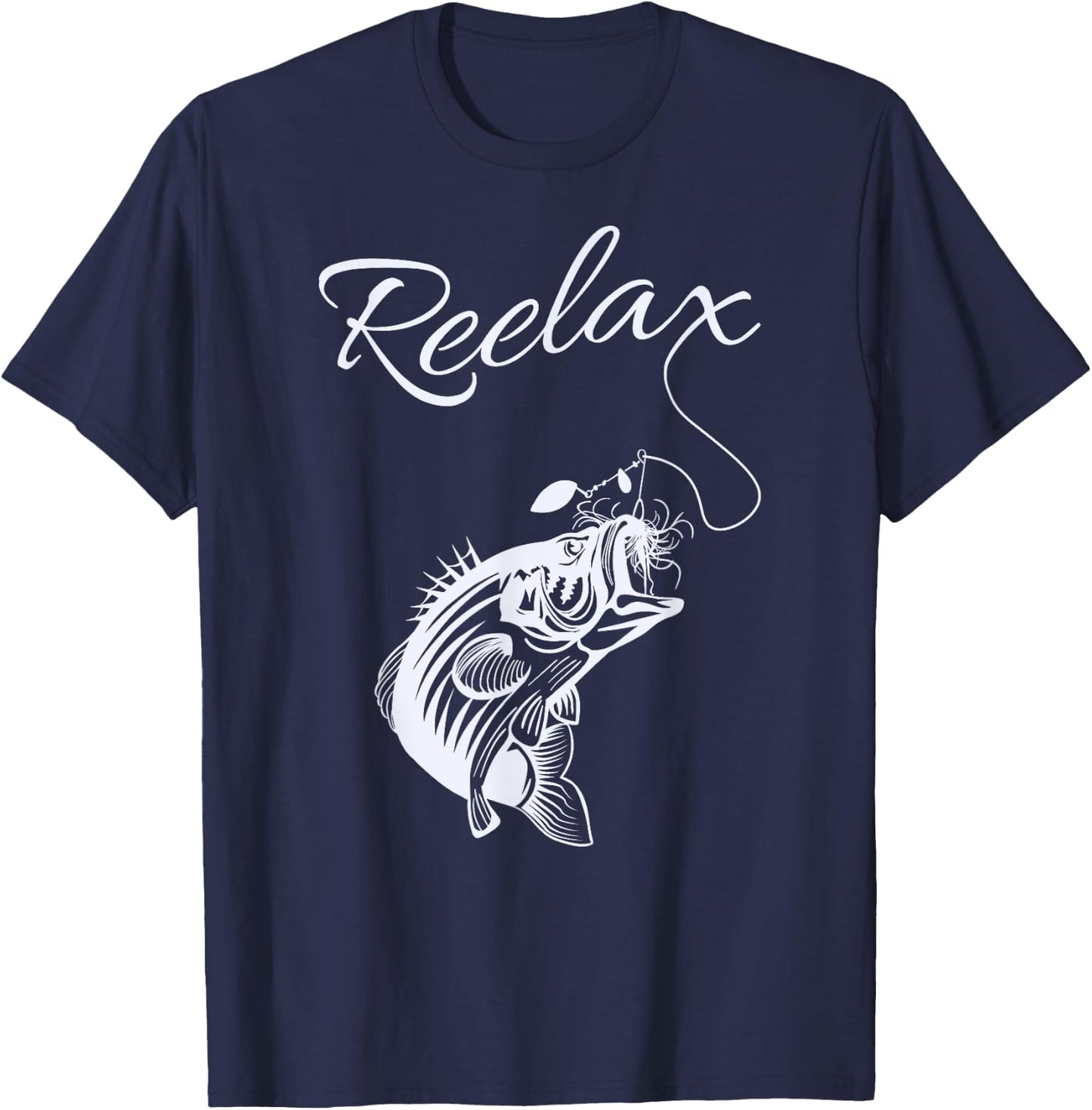 Reelax Relax with a Reel Fishing Shirt for Dad T-Shirt - T-Shirt | Navy