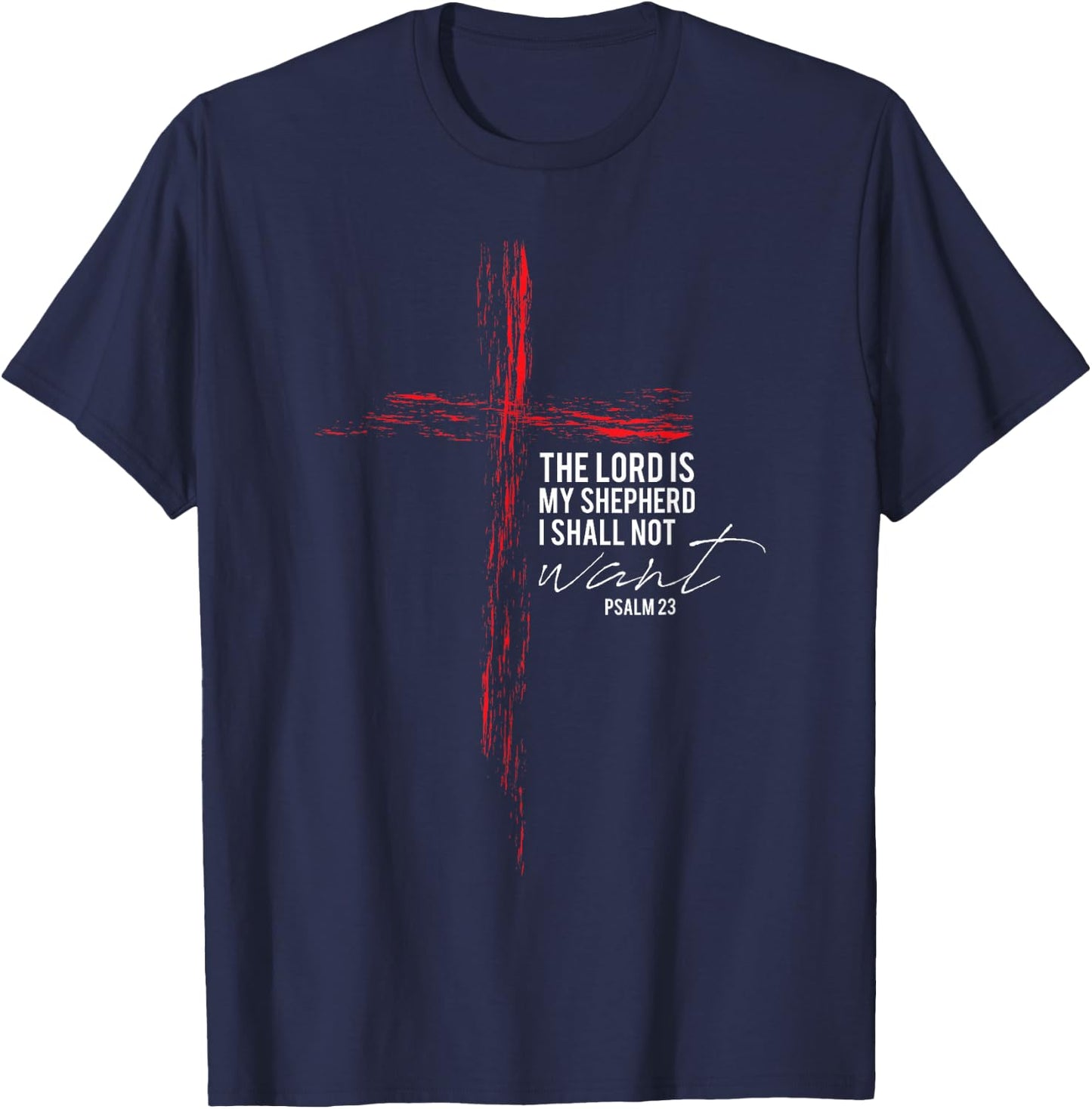 Christian Bible Verse Gift Religious Scripture Cross Graphic T-Shirt - T-Shirt | Navy
