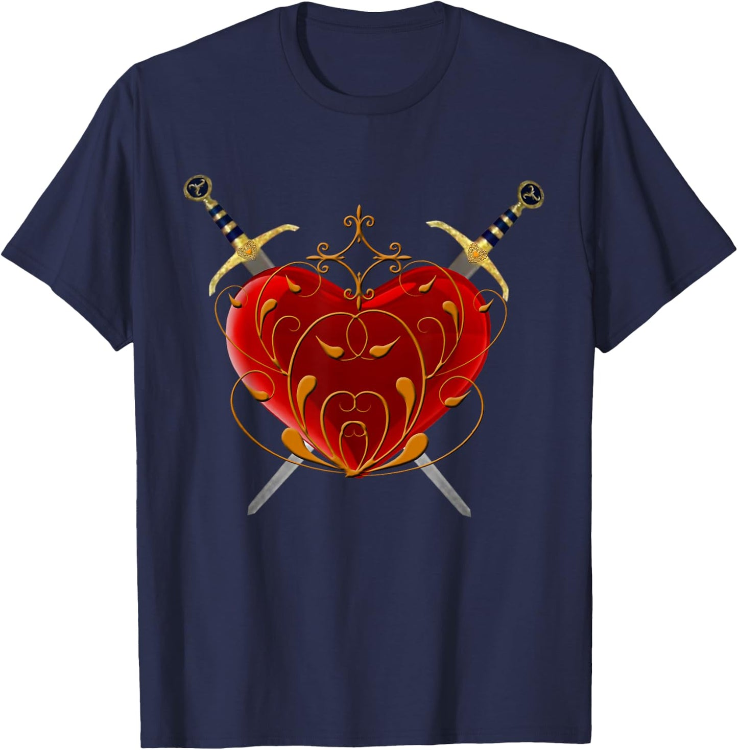 Red Heart And Daggers T Shirt T-Shirt - T-Shirt | Navy