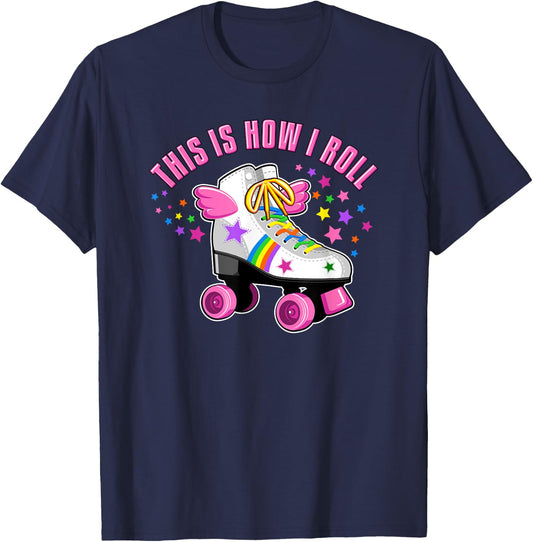 This is how I roll, Roller skate girl's, kids T-Shirt - T-Shirt | Navy