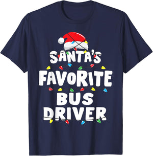 Bus Driver School Christmas Santa's Favorite Funny Gift Xmas T-Shirt - T-Shirt | Navy