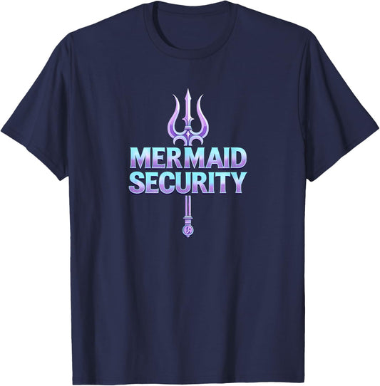 Daddy Dad Mermaid Security T-Shirt - T-Shirt | Navy