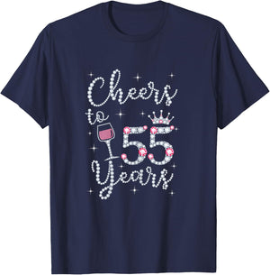 Cheers to 55 Years 1964 55th Birthday Gift T-Shirt - T-Shirt | Navy