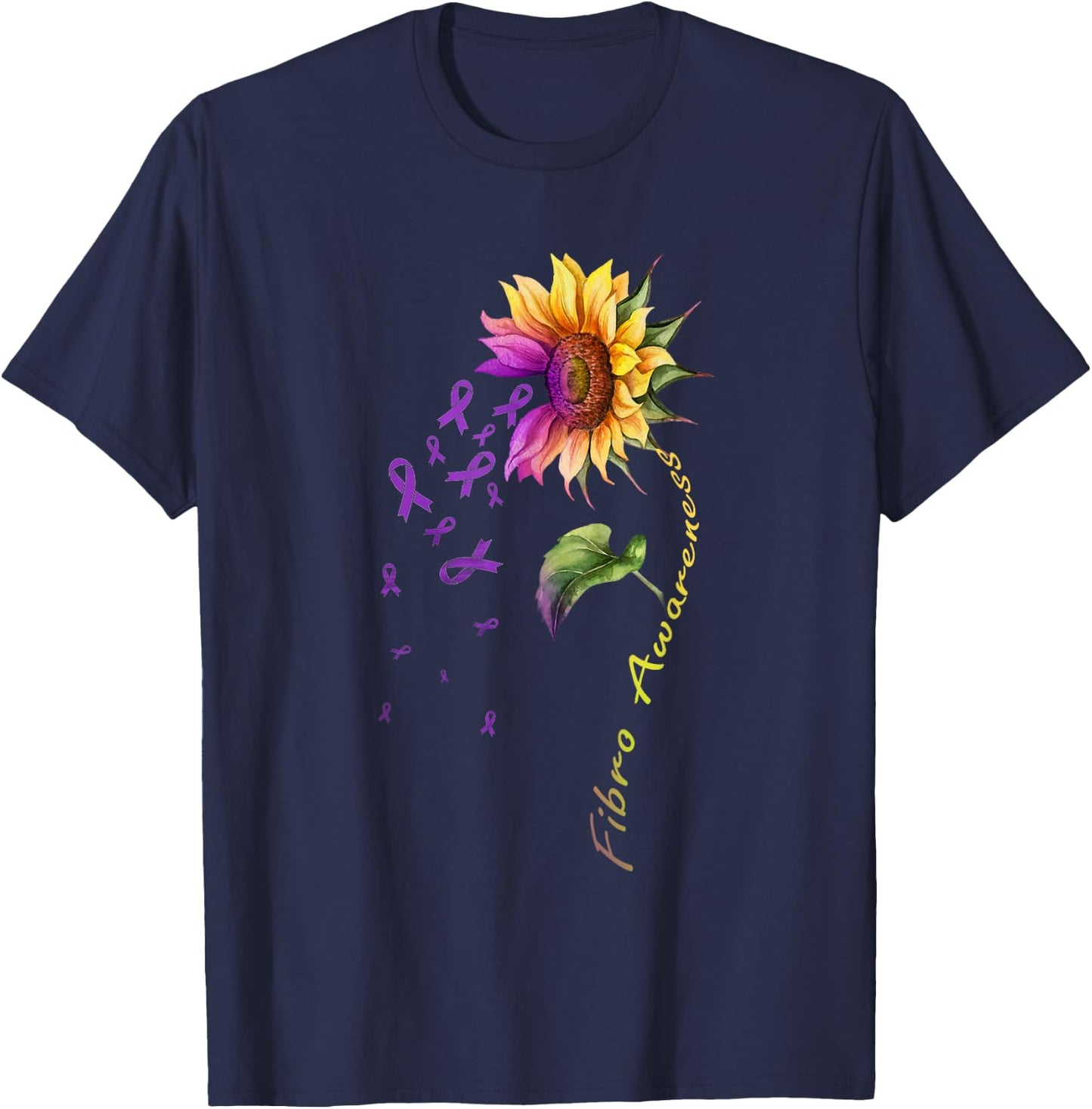 Fibromyalgia Awareness Sunflower Shirt Fibro T-Shirt - T-Shirt | Navy