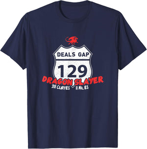 Tail of the Dragon US 129 "Dragon Slayer" Motorcycle Shirt T-Shirt - T-Shirt | Navy
