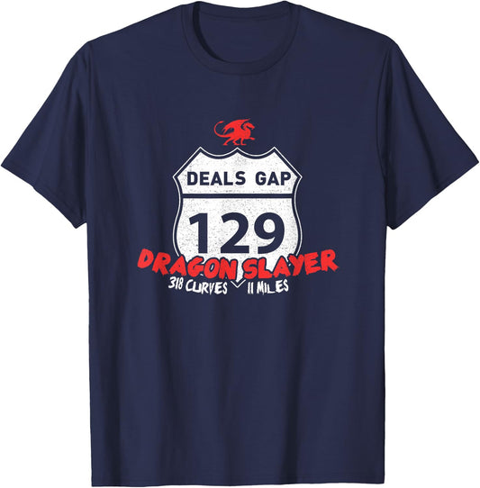 Tail of the Dragon US 129 "Dragon Slayer" Motorcycle Shirt T-Shirt - T-Shirt | Navy