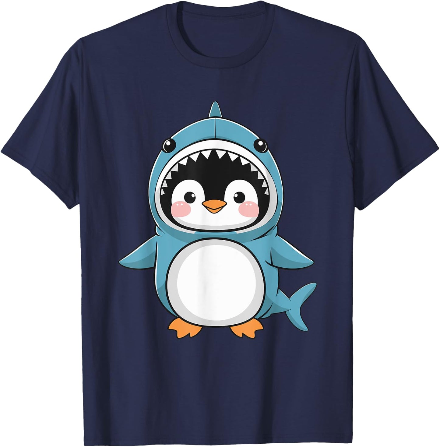 Cute Penguin Dressed As Shark Funny Kawaii Penguin T-Shirt - T-Shirt | Navy