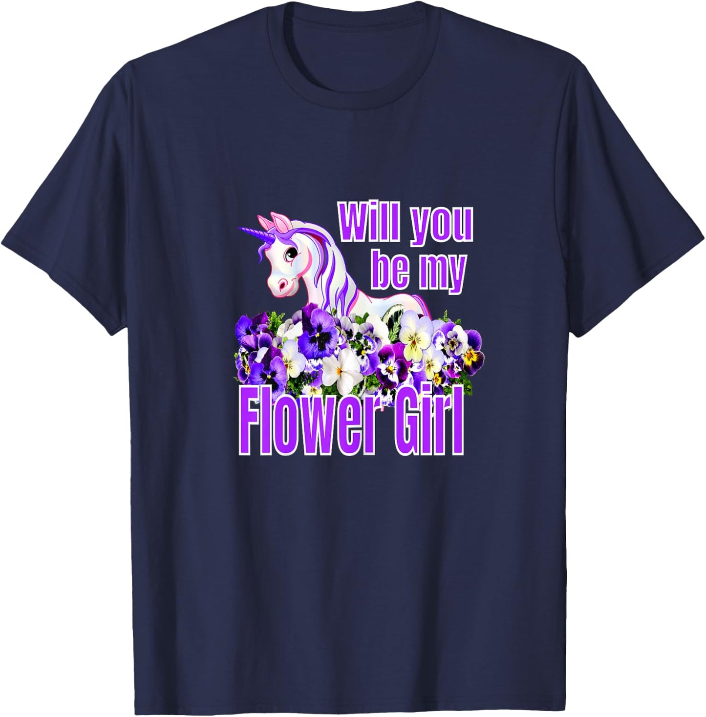 Will You Be My Flower Girl T-Shirt - T-Shirt | Navy