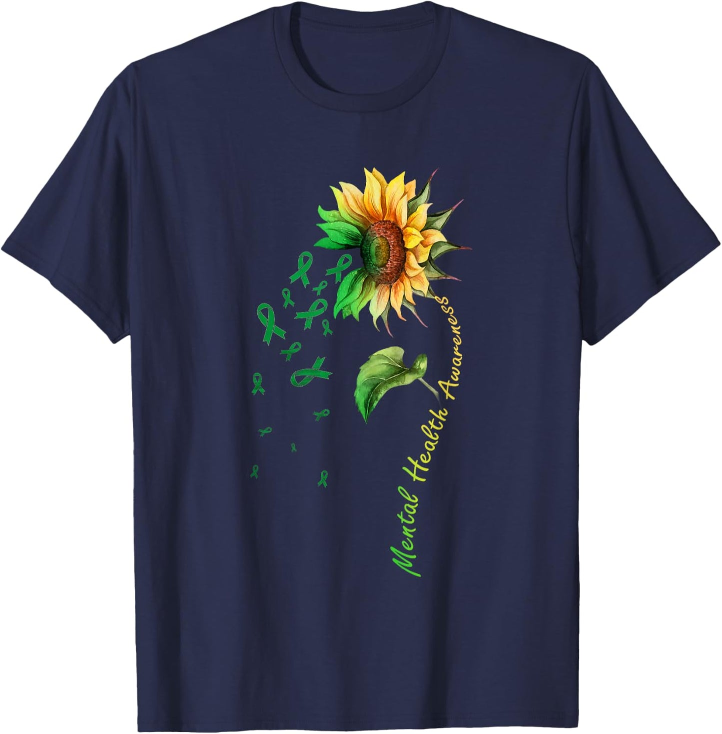 Mental Health Awareness Sunflower Shirt T-Shirt - T-Shirt | Navy