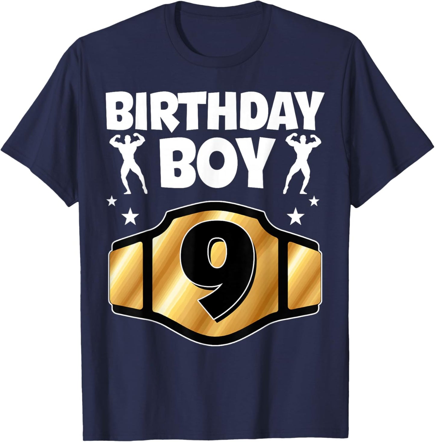 Kids 9th Birthday Boy Wrestling Belt Wrestle 9 Year Old Boys T-Shirt - T-Shirt | Navy