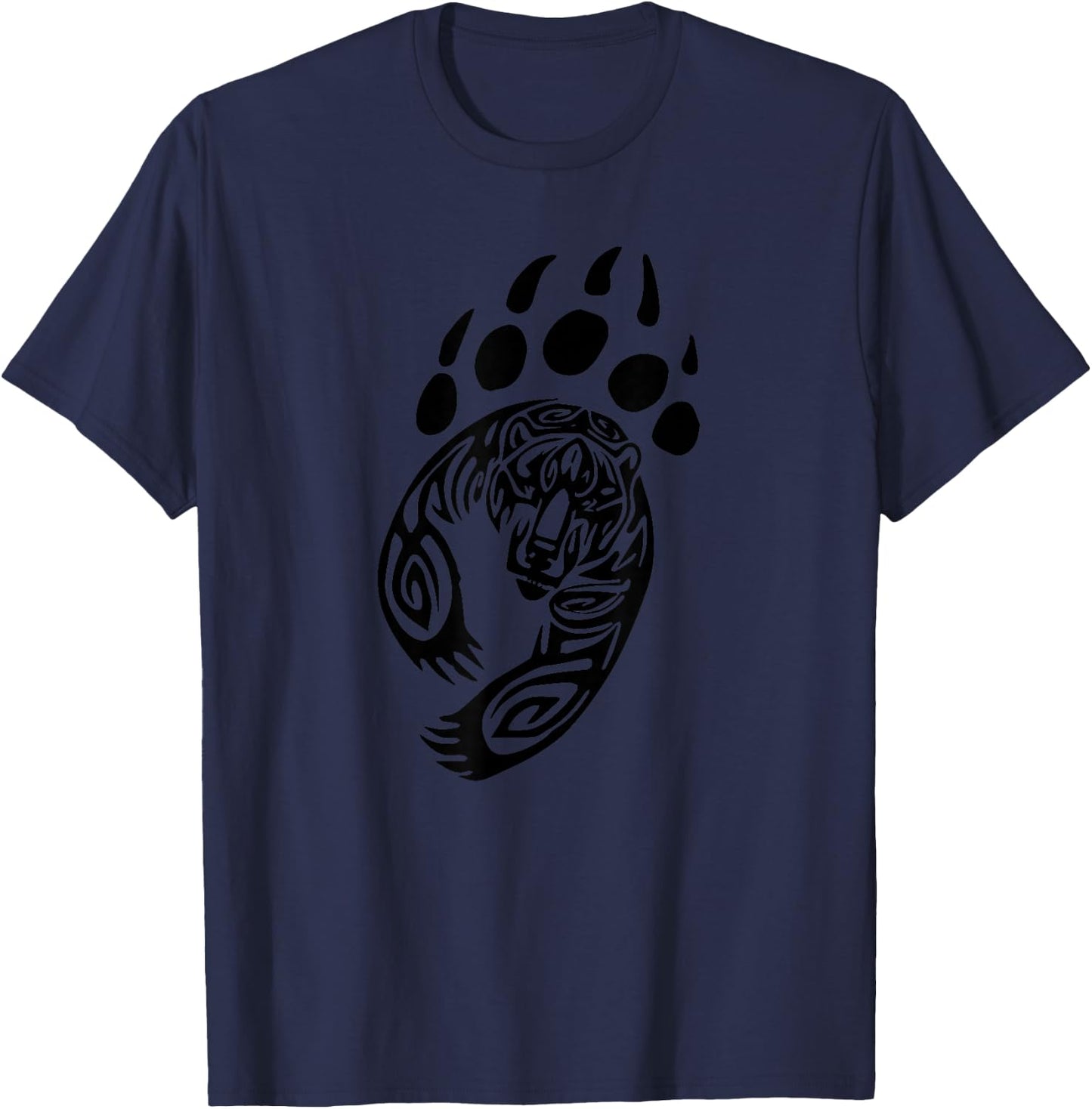 Bear Clothing Paw Print Grizzly Black Claw Boy Girl Kids T-Shirt - T-Shirt | Navy