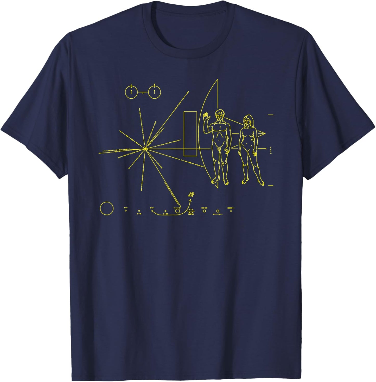 Pioneer Plaque From Earth & Mankind to Aliens T-Shirt - T-Shirt | Navy