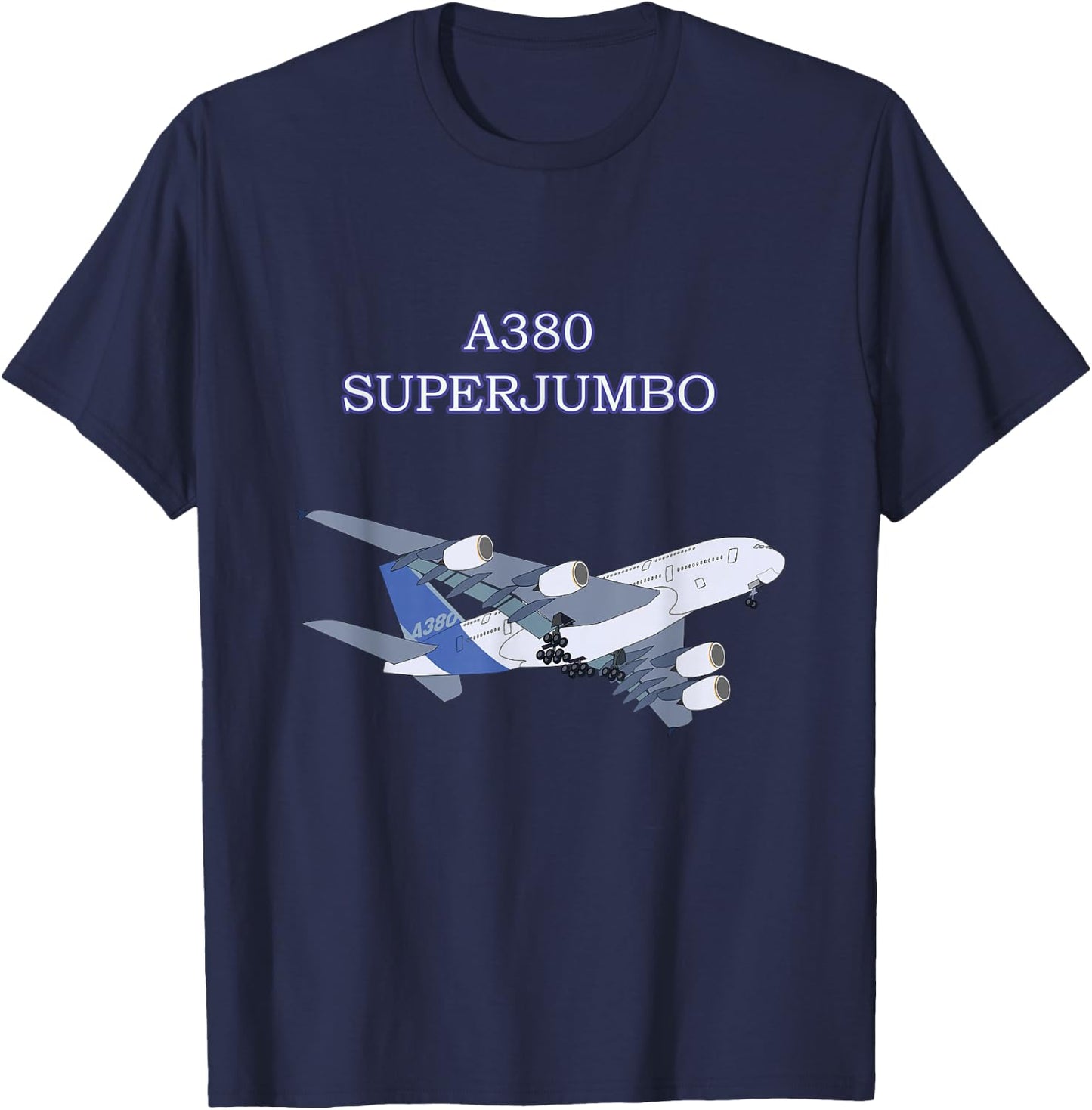 A380 Super Jumbo Airplane Adult Kids Children Plane T-Shirt - T-Shirt | Navy