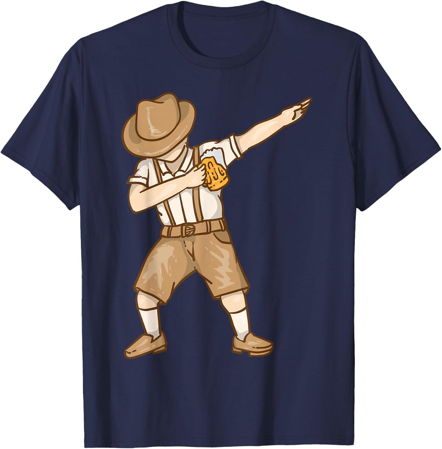 Cool Dabbing German Man with Beer Mug Shirt Oktoberfest Gift T-Shirt - T-Shirt | Navy