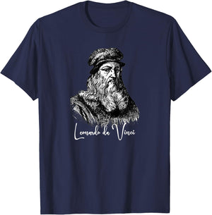 Leonardo da Vinci Shirt Self Portrait Renaissance Art Gift T-Shirt - T-Shirt | Navy