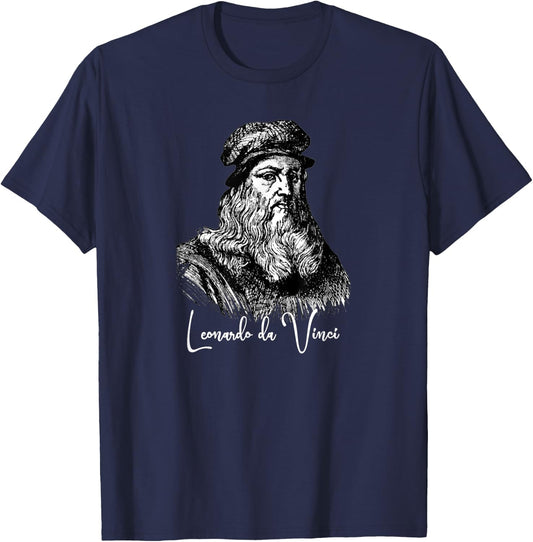 Leonardo da Vinci Shirt Self Portrait Renaissance Art Gift T-Shirt - T-Shirt | Navy