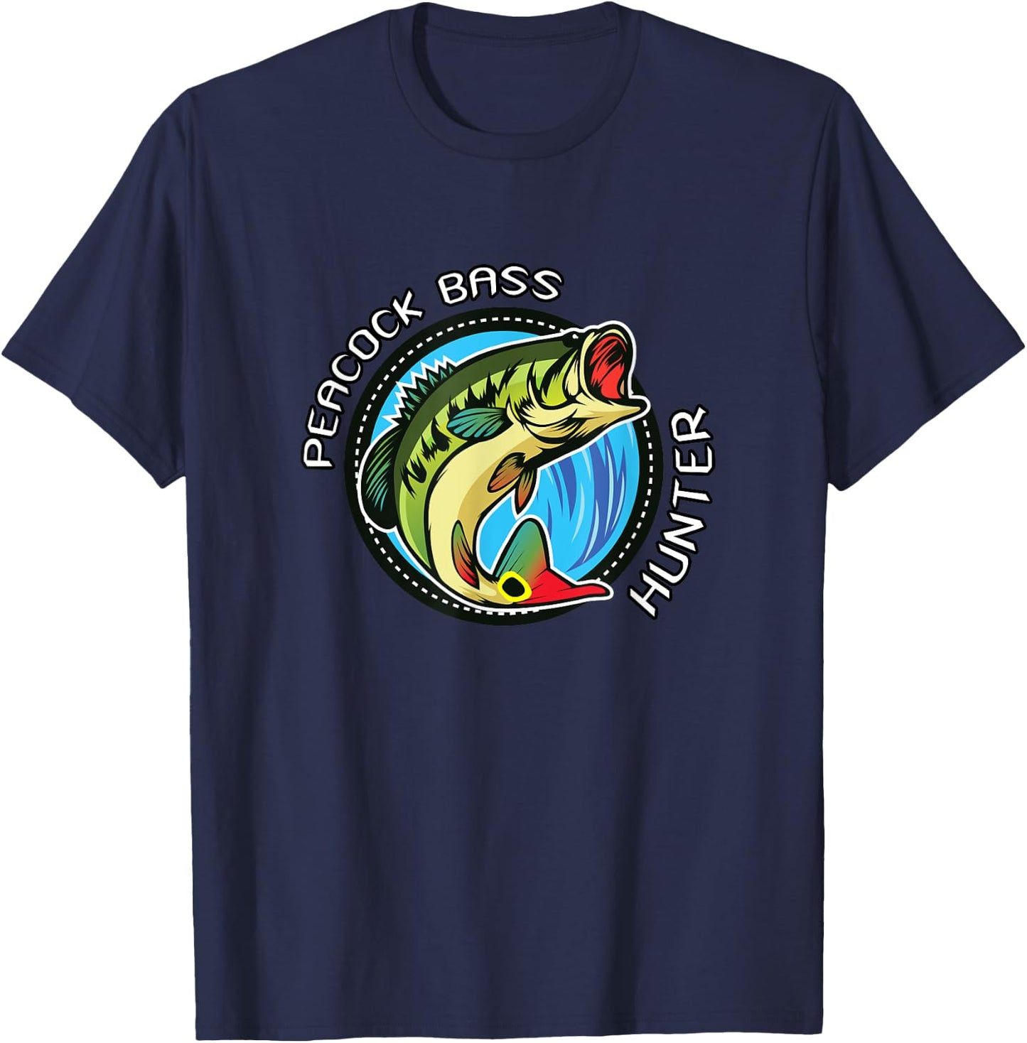 Peacock Bass Hunter, Fish T Shirt T-Shirt - T-Shirt | Navy