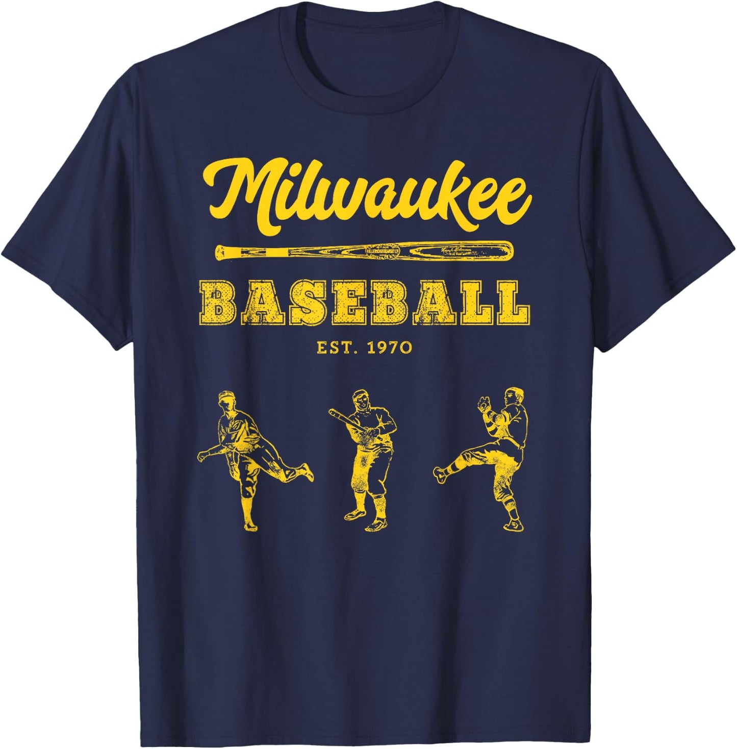 Classic Milwaukee Baseball Fan Retro T-Shirt - T-Shirt | Navy
