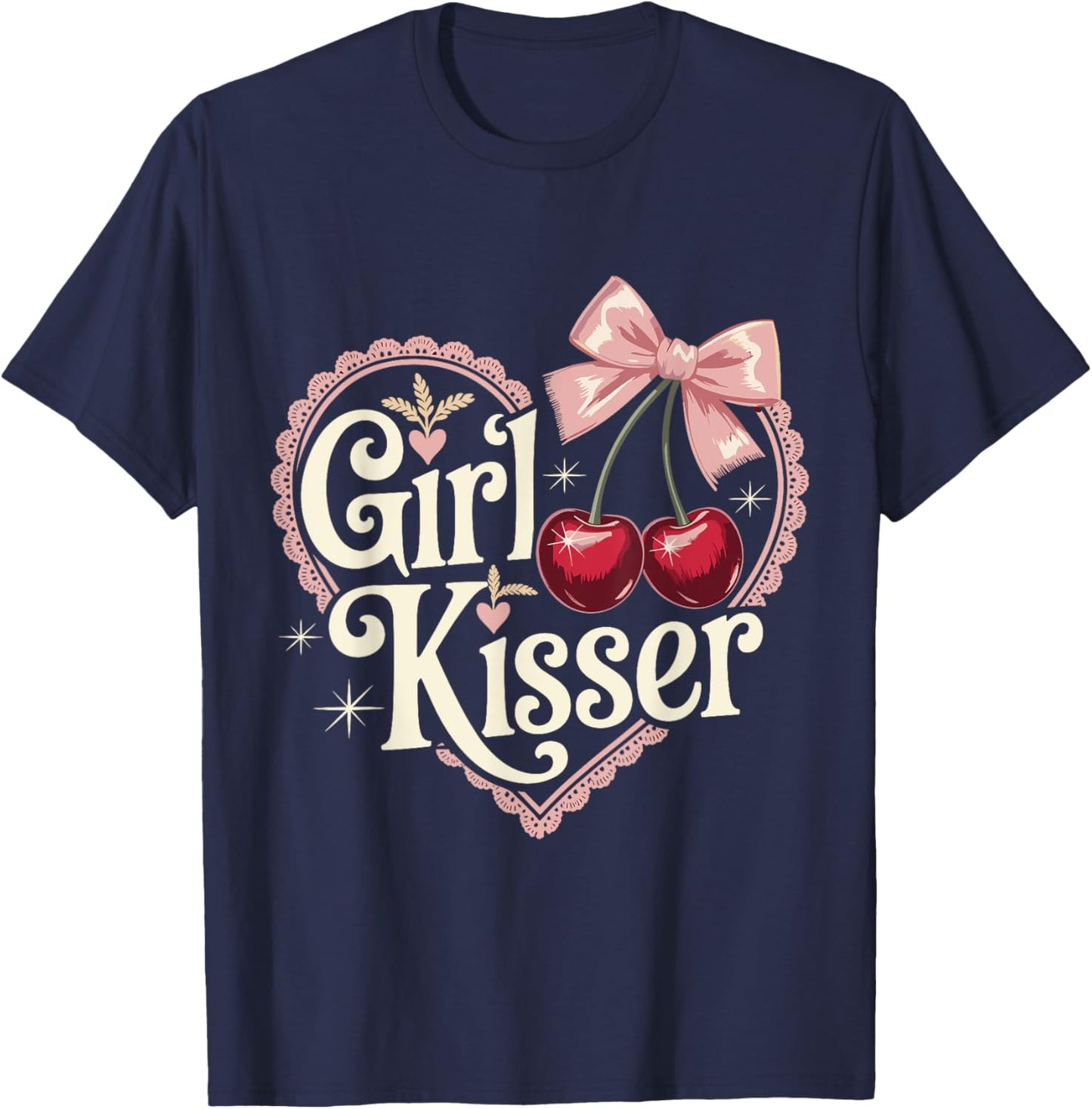 Girl Kisser Lesbians LGBT. Funny T-Shirt - T-Shirt | Navy