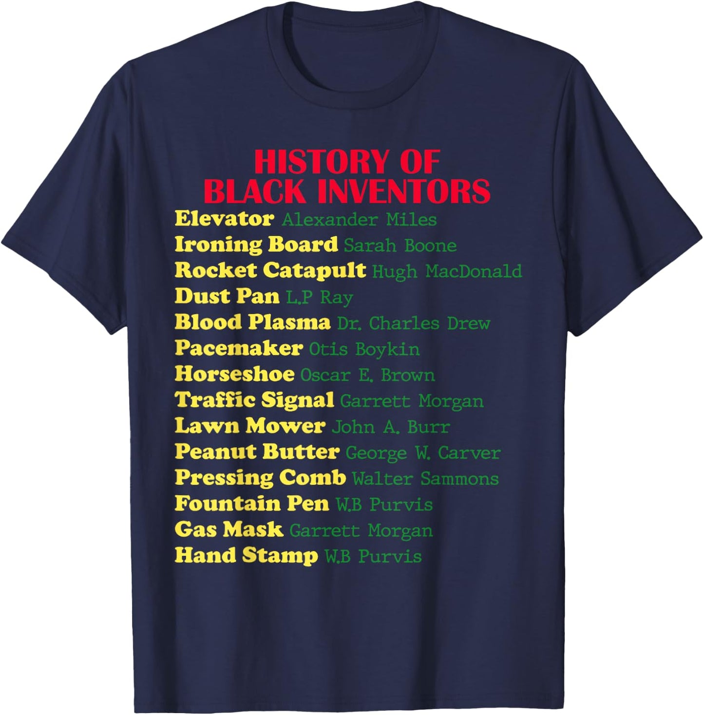 History Of Black Inventors Black History Month T Shirt T-Shirt - T-Shirt | Navy