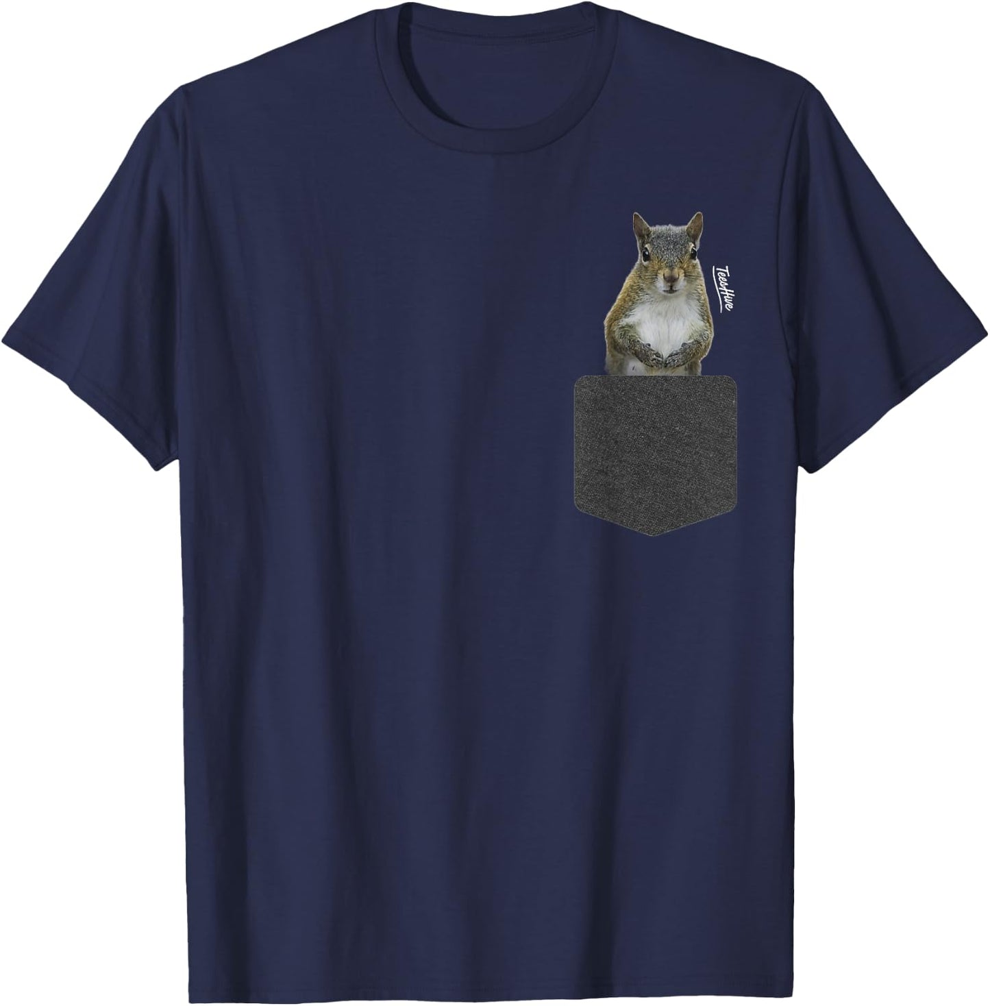 Squirrel In Pocket - Squirrel Lover Themed T-Shirt - T-Shirt | Navy