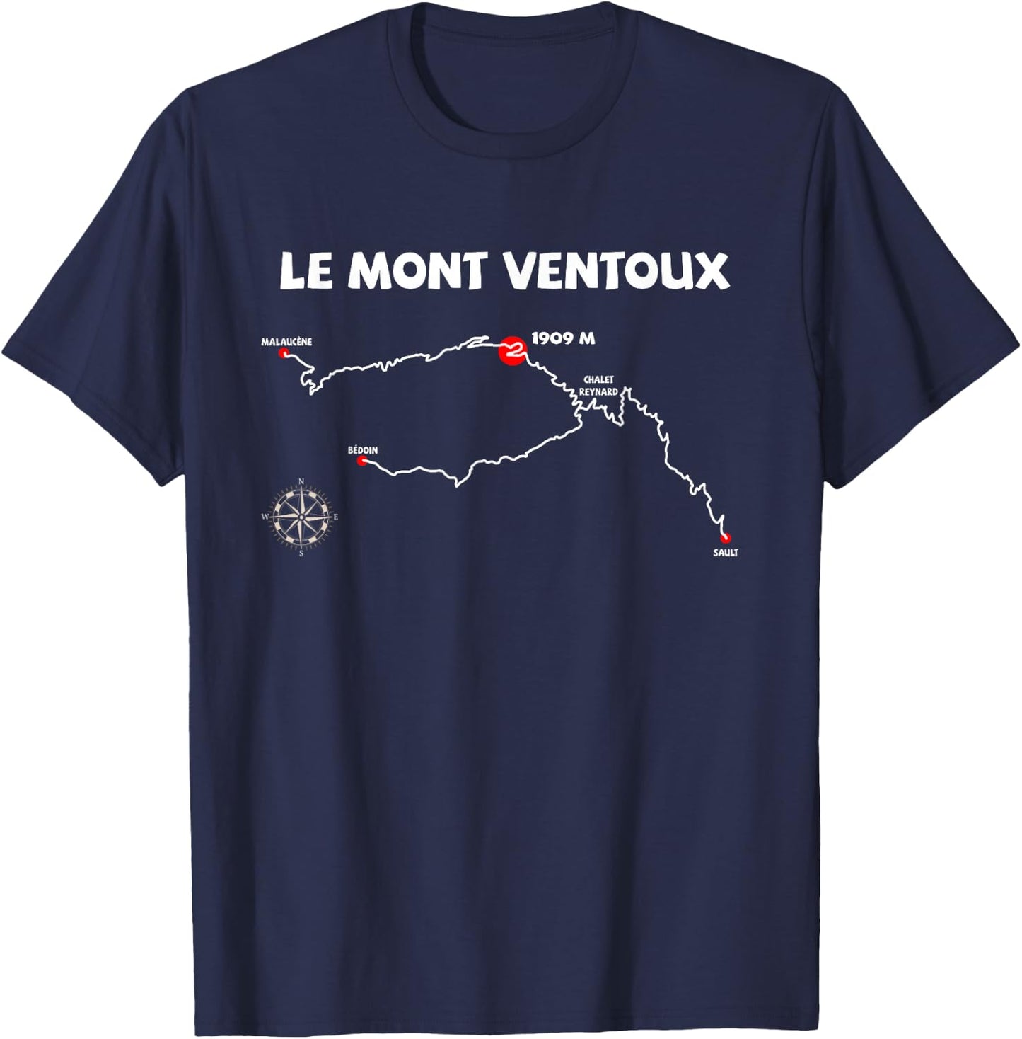 Le Mont Ventoux Serpentine France Cycling Design T-Shirt - T-Shirt | Navy