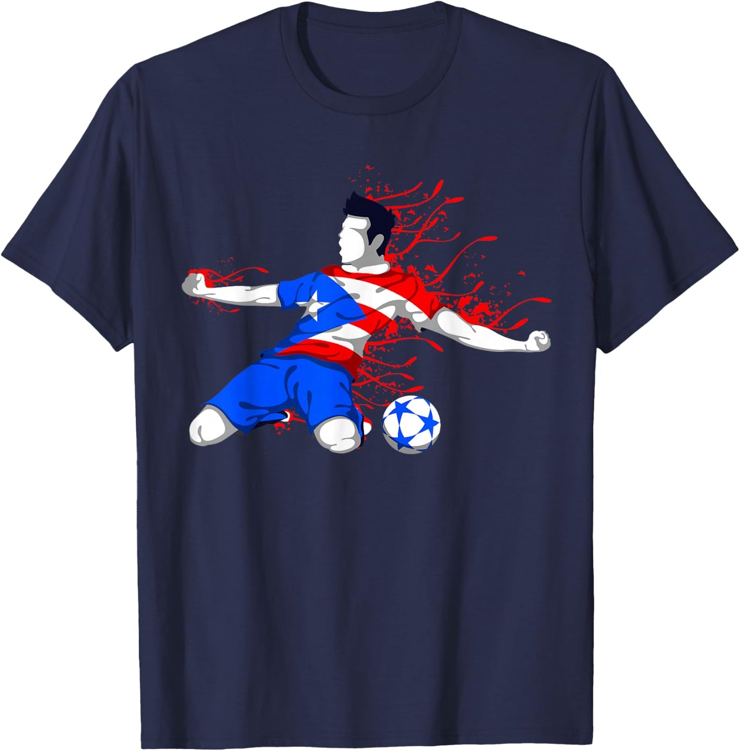Puerto Rico Soccer Puerto Rican National Flag Football Lover T-Shirt - T-Shirt | Navy