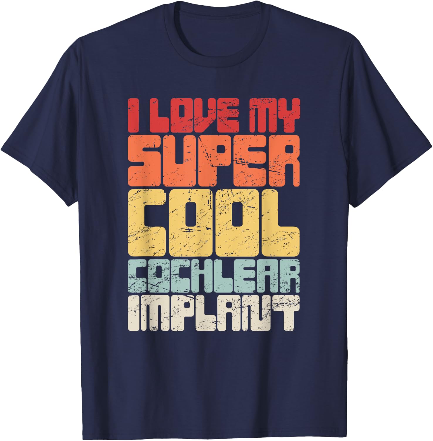 Retro Hearing Loss Awareness / Cute Cochlear Implant T-Shirt - T-Shirt | Navy