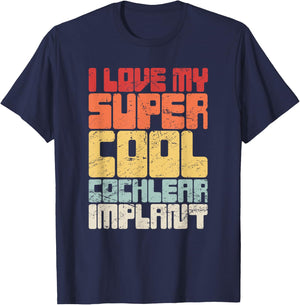 Retro Hearing Loss Awareness / Cute Cochlear Implant T-Shirt - T-Shirt | Navy