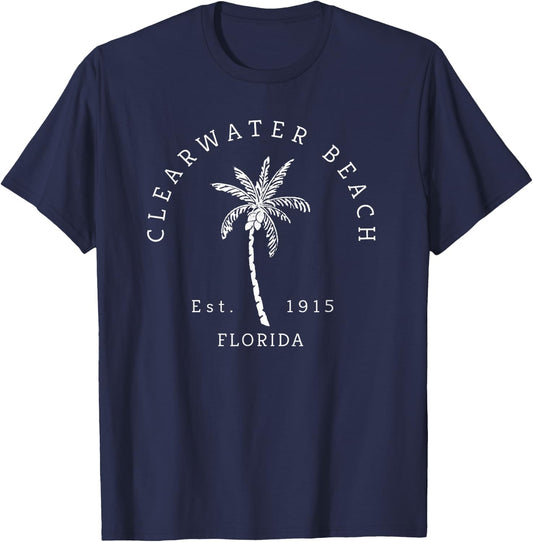 Retro Cool Clearwater Beach Florida Shirt T-Shirt - T-Shirt | Navy
