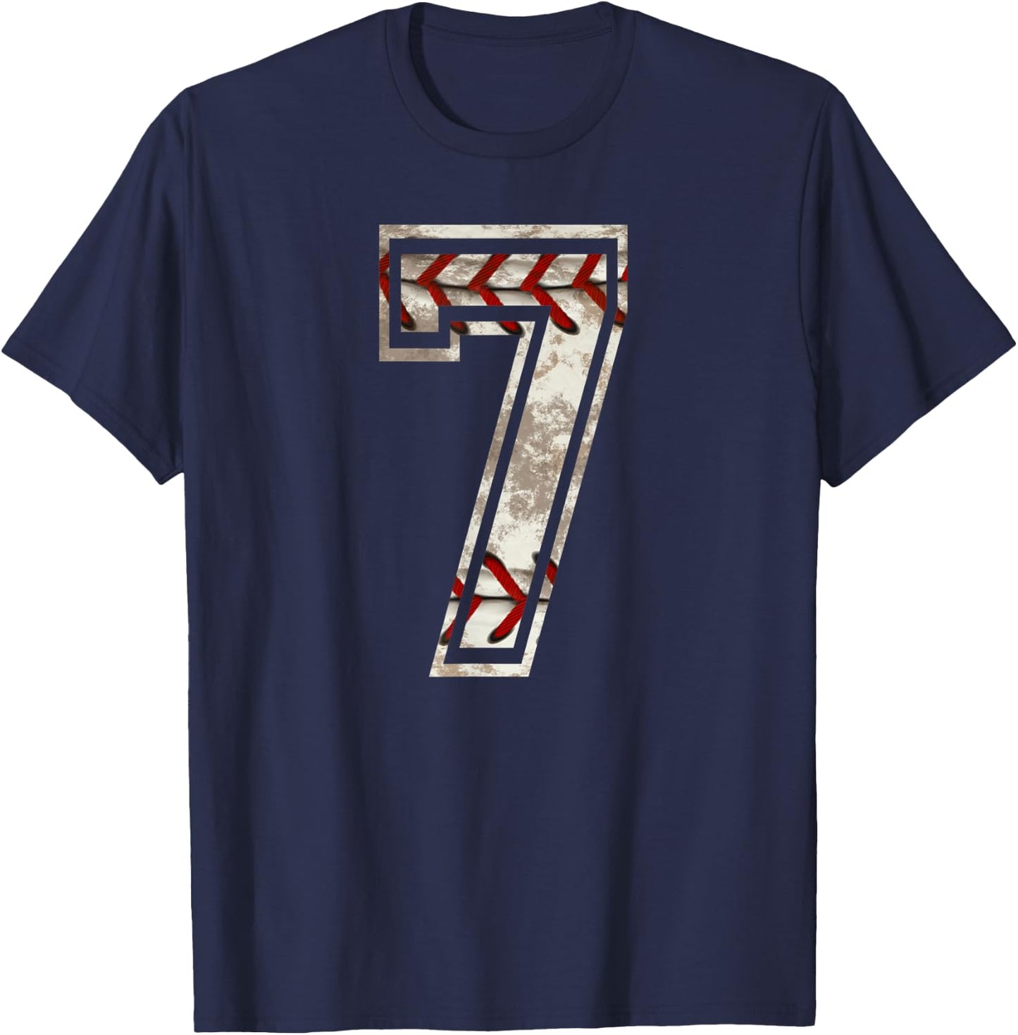 Baseball Jersey Number 7 Vintage Distressed T-Shirt - T-Shirt | Navy