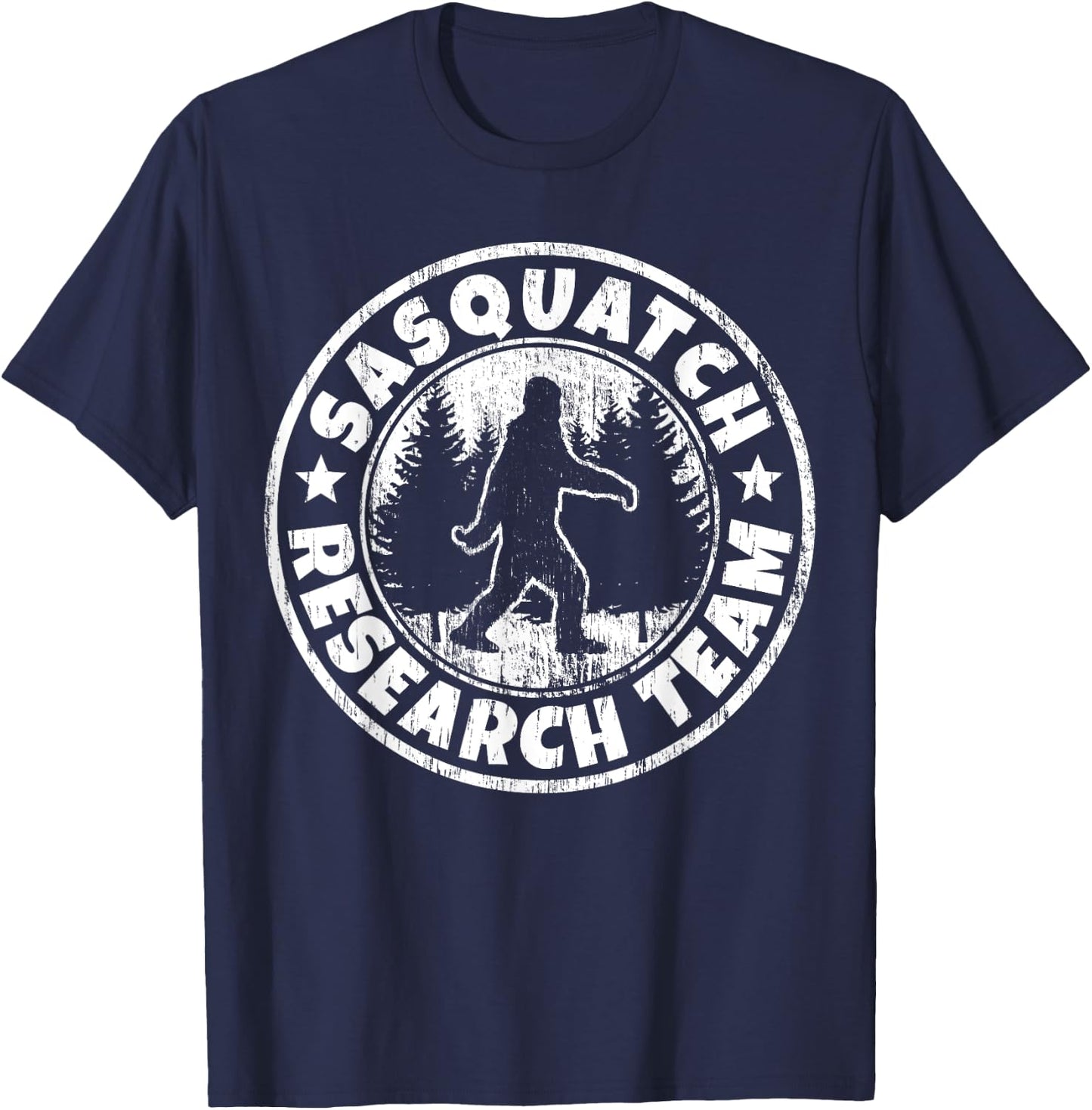 Funny Sasquatch Shirt: Sasquatch Research Team Nerdy T-Shirt - T-Shirt | Navy