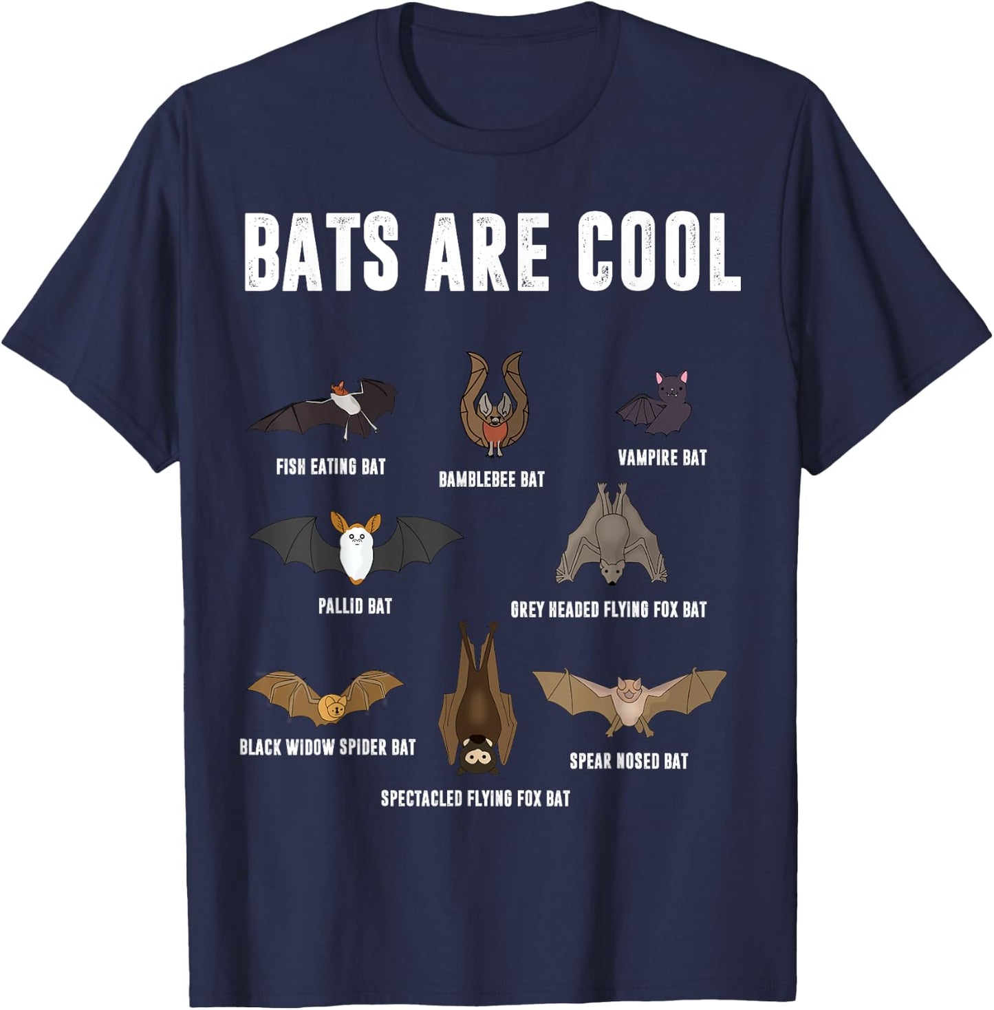 Bats Are Cool | Learning Science Is Fun For Kids T-Shirt - T-Shirt | Navy