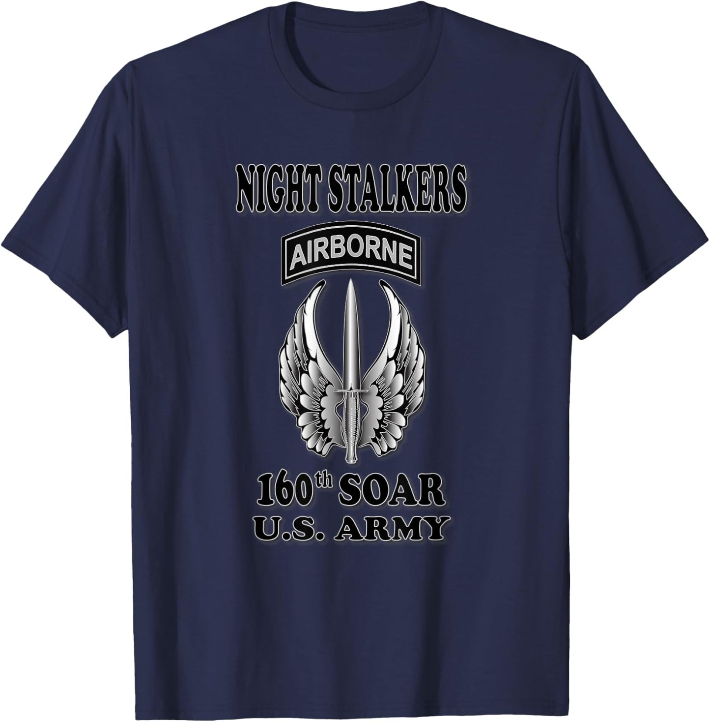 160th SOAR Night Stalkers (Front) T-Shirt - T-Shirt | Navy