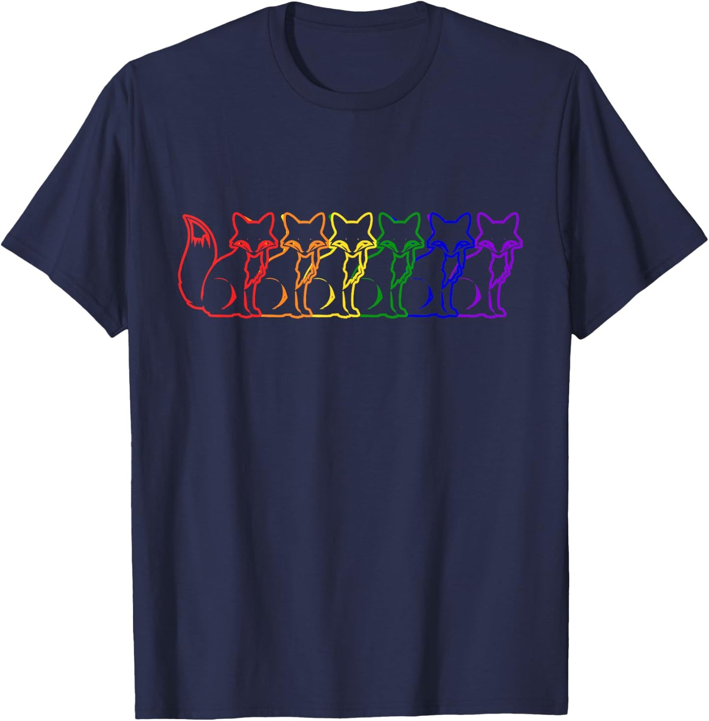LGBT Rainbow Fox T-Shirt - T-Shirt | Navy