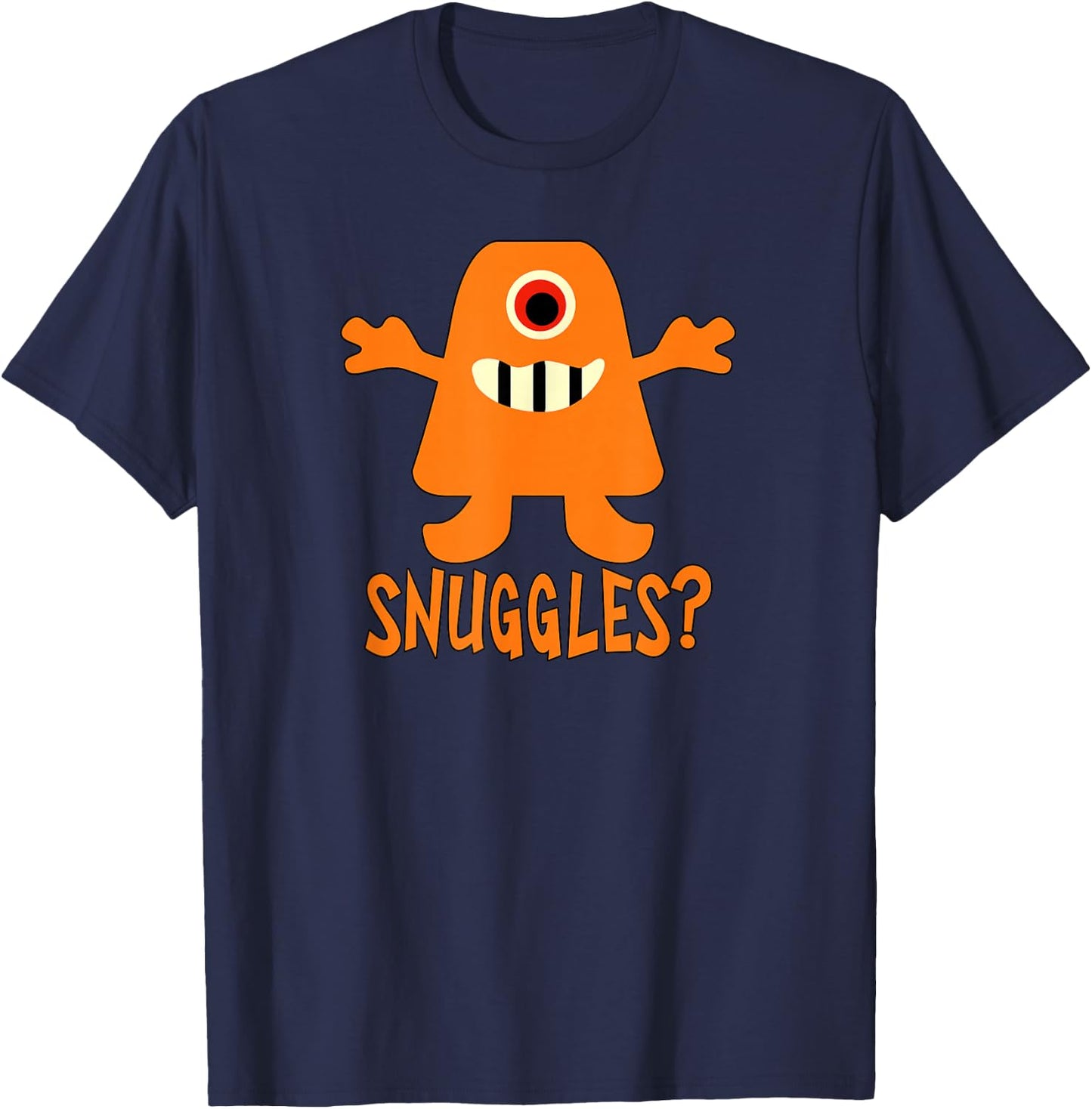 Snuggles with Cute Orange Monster T-Shirt - T-Shirt | Navy
