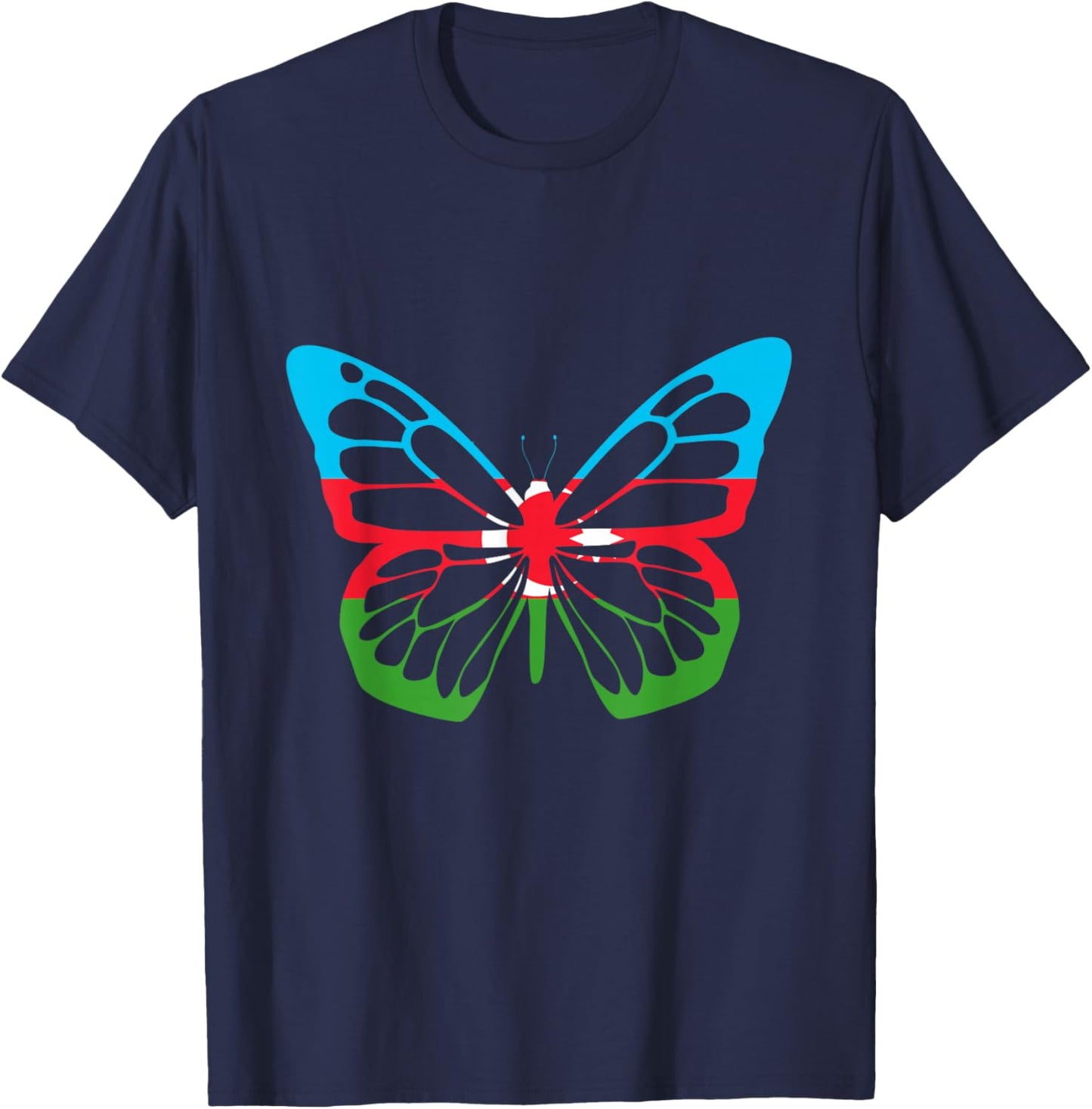 Azerbaijan Azerbaijani Pride Butterfly Azerbaijani Roots T-Shirt - T-Shirt | Navy