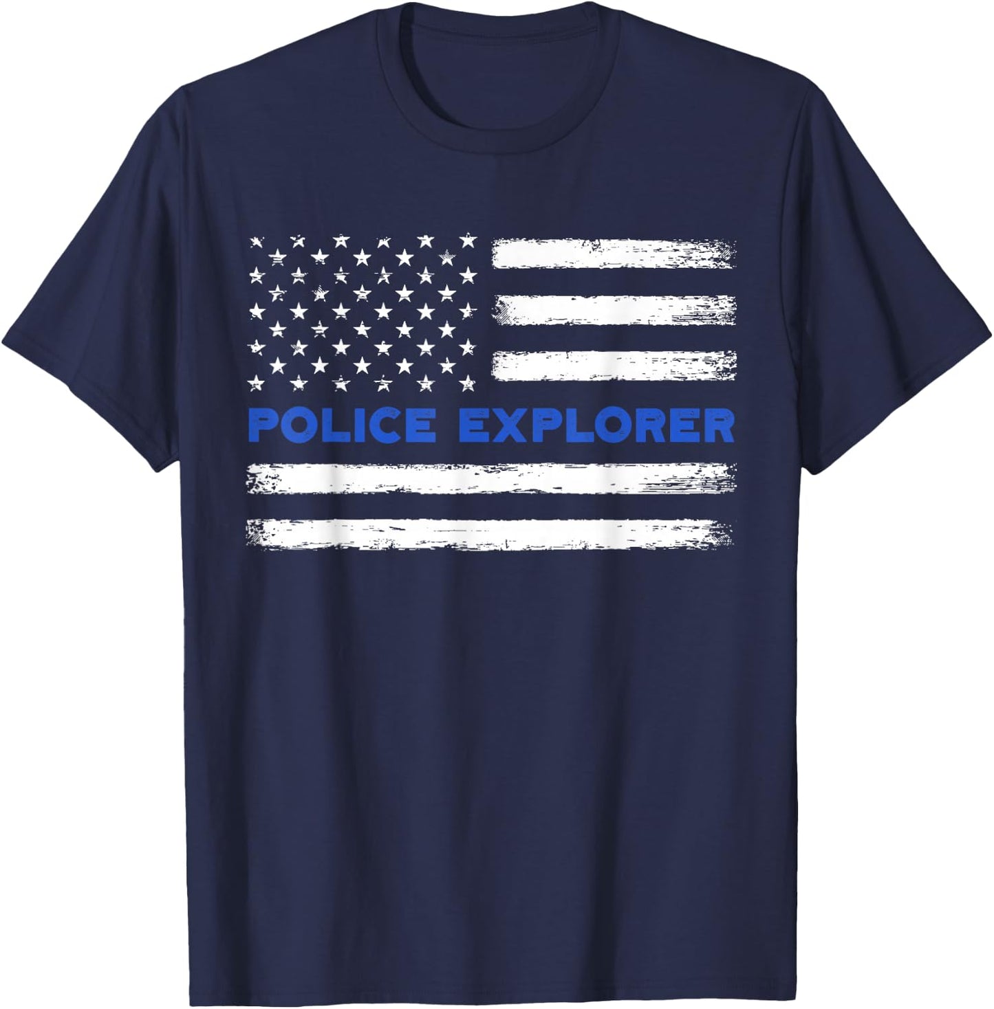 Police Explorer Vintage Police Flag Academy Graduation T-Shirt - T-Shirt | Navy