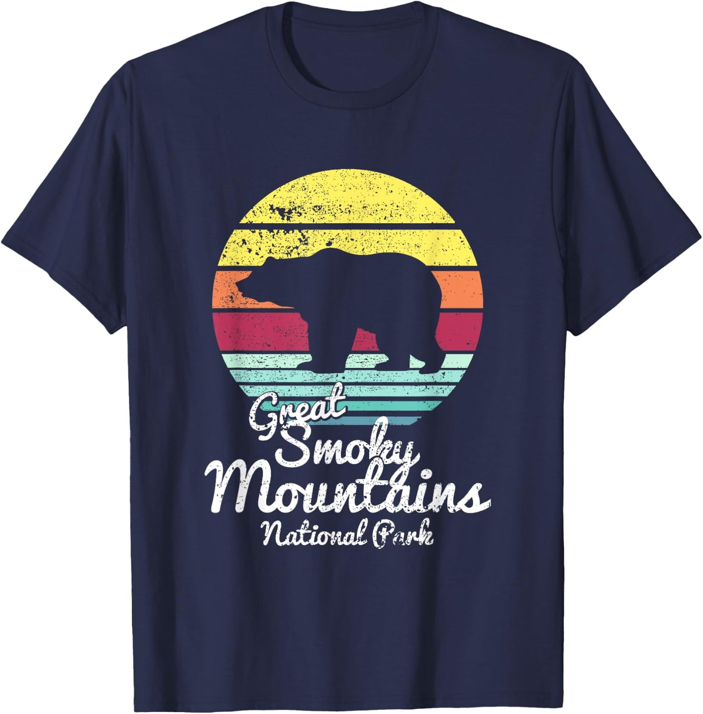Retro Great Smoky Mountains National Park TN Bear T Shirt T-Shirt - T-Shirt | Navy