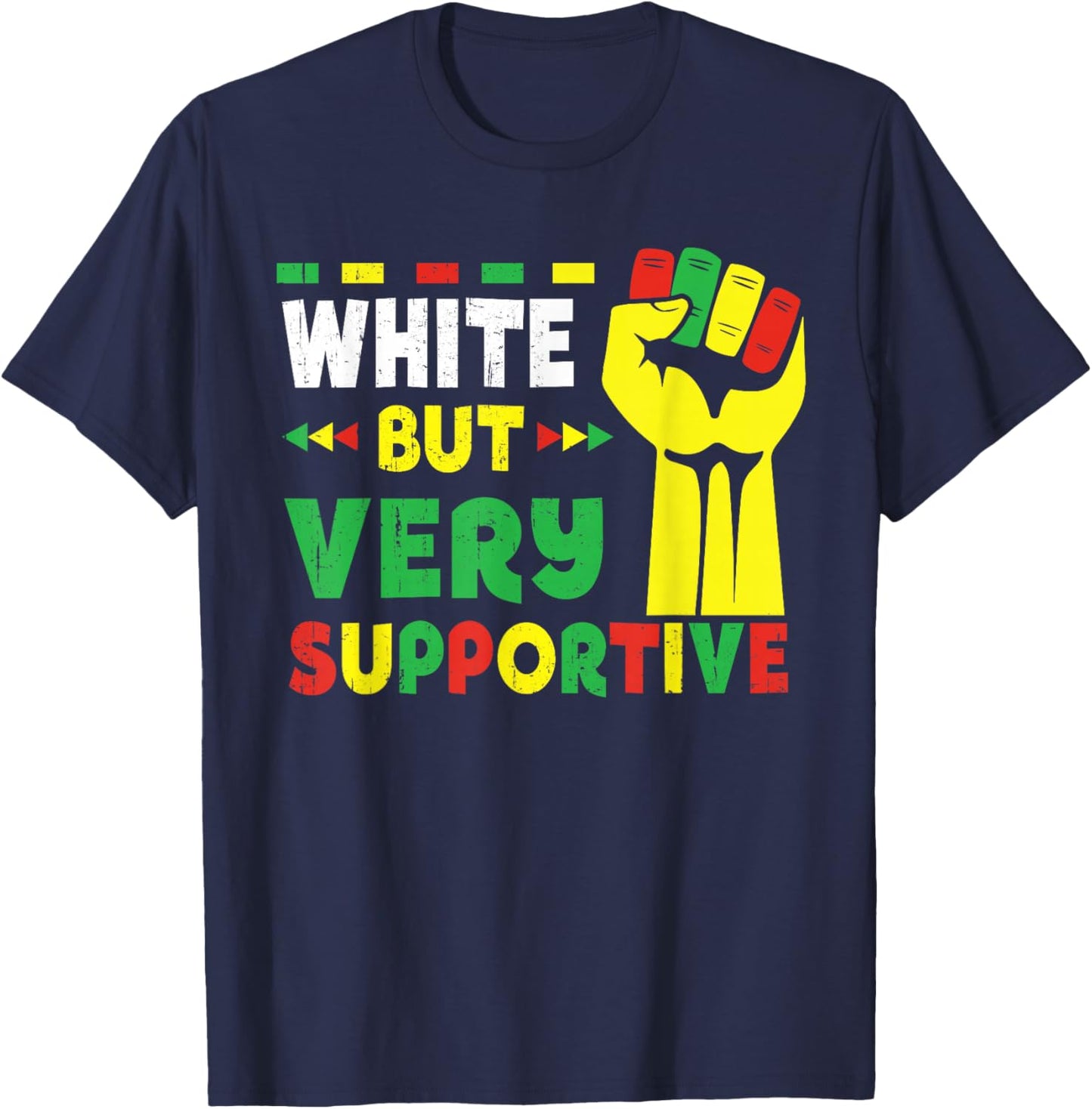 White But Supportive Ally Support Juneteenth 1865 Men Women T-Shirt - T-Shirt | Navy