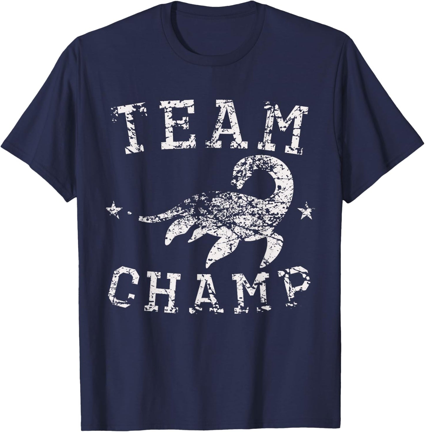 Vintage Team Champ Lake Champlain Monster Distressed T-Shirt - T-Shirt | Navy