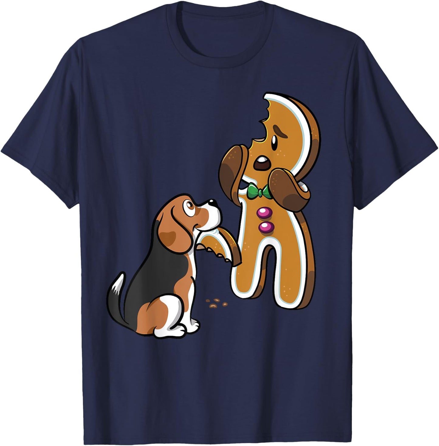 Beagle Gingerbread Man Christmas Funny Dog Shirt T-Shirt - T-Shirt | Navy