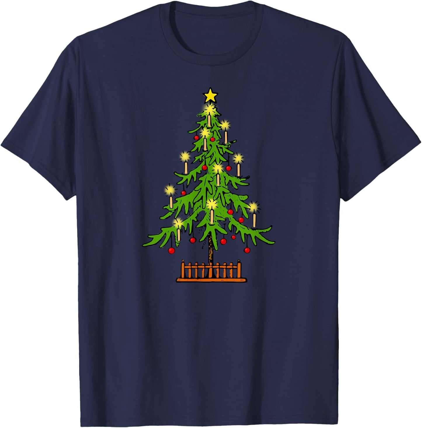 Lighted Christmas Tree Winter Holiday T-Shirt - T-Shirt | Navy