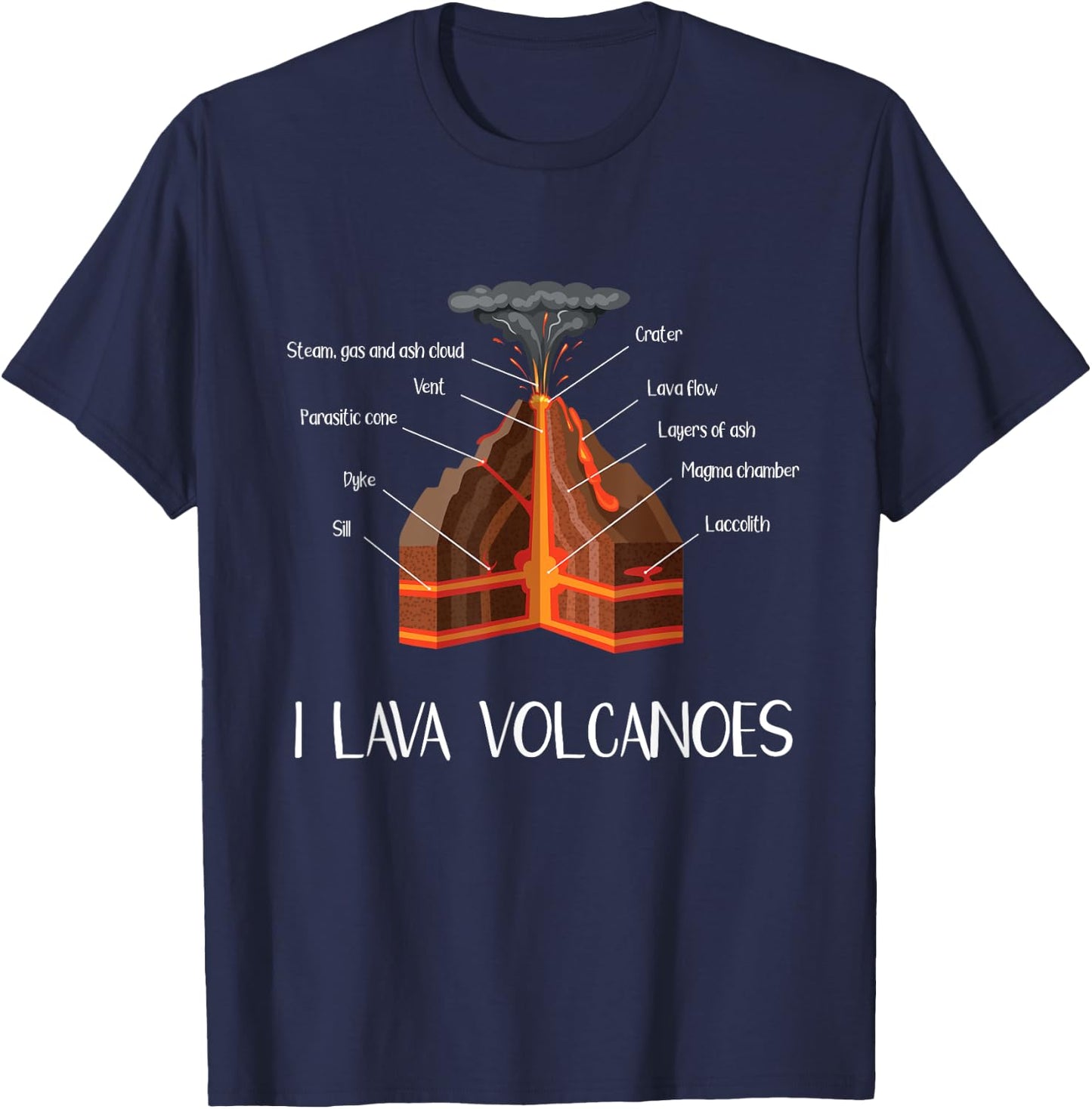 Earth Magma Lava Volcano Geology Science Gift Kids T-Shirt - T-Shirt | Navy
