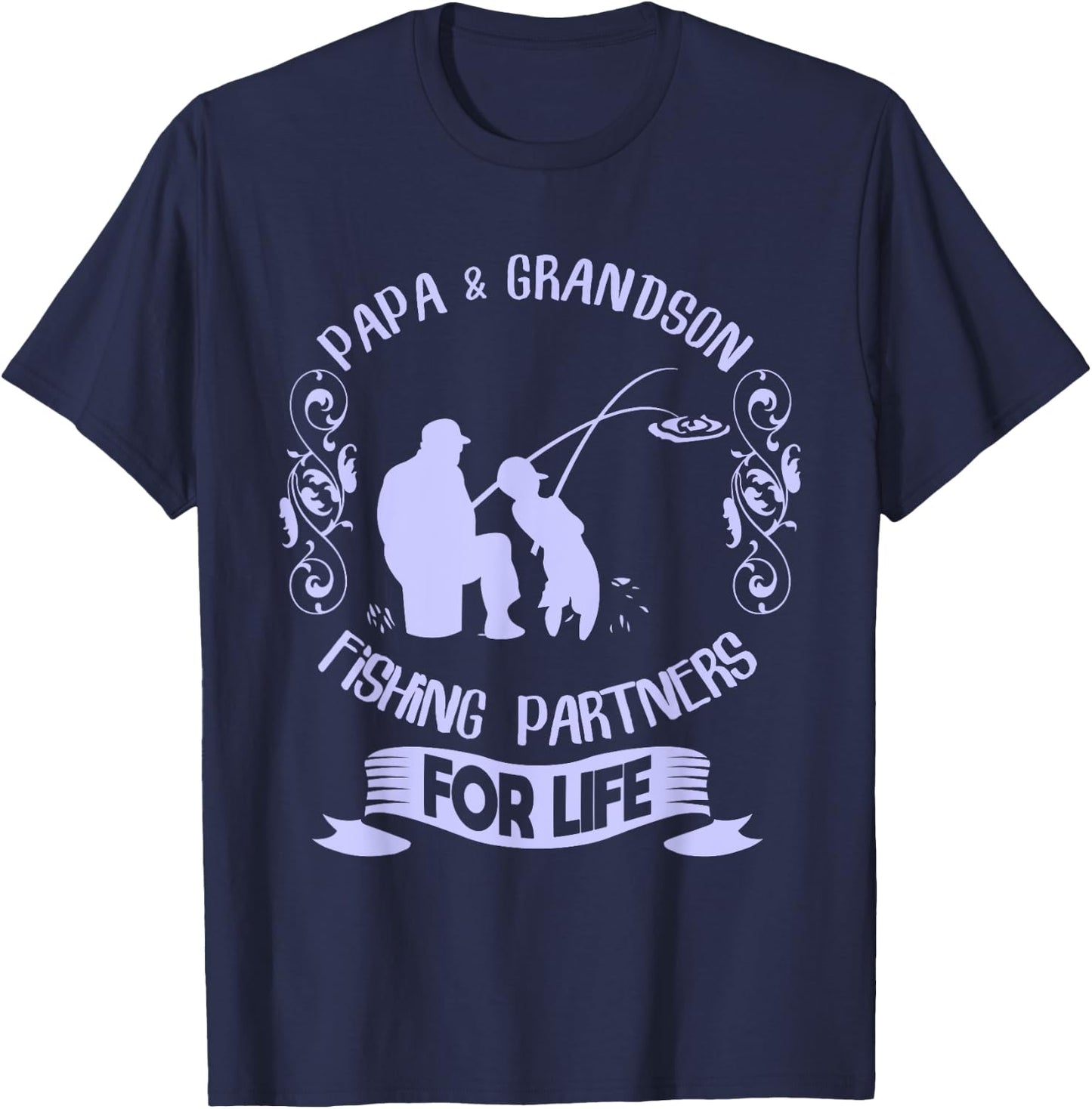 Matching Papa and Grandson Fishing Shirt Fishing Grandpa T-Shirt - T-Shirt | Navy