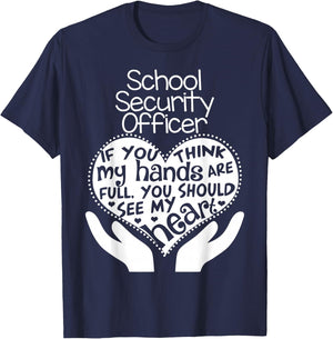 School Security Officer Heart Hands Police Safety Team Gift T-Shirt - T-Shirt | Navy