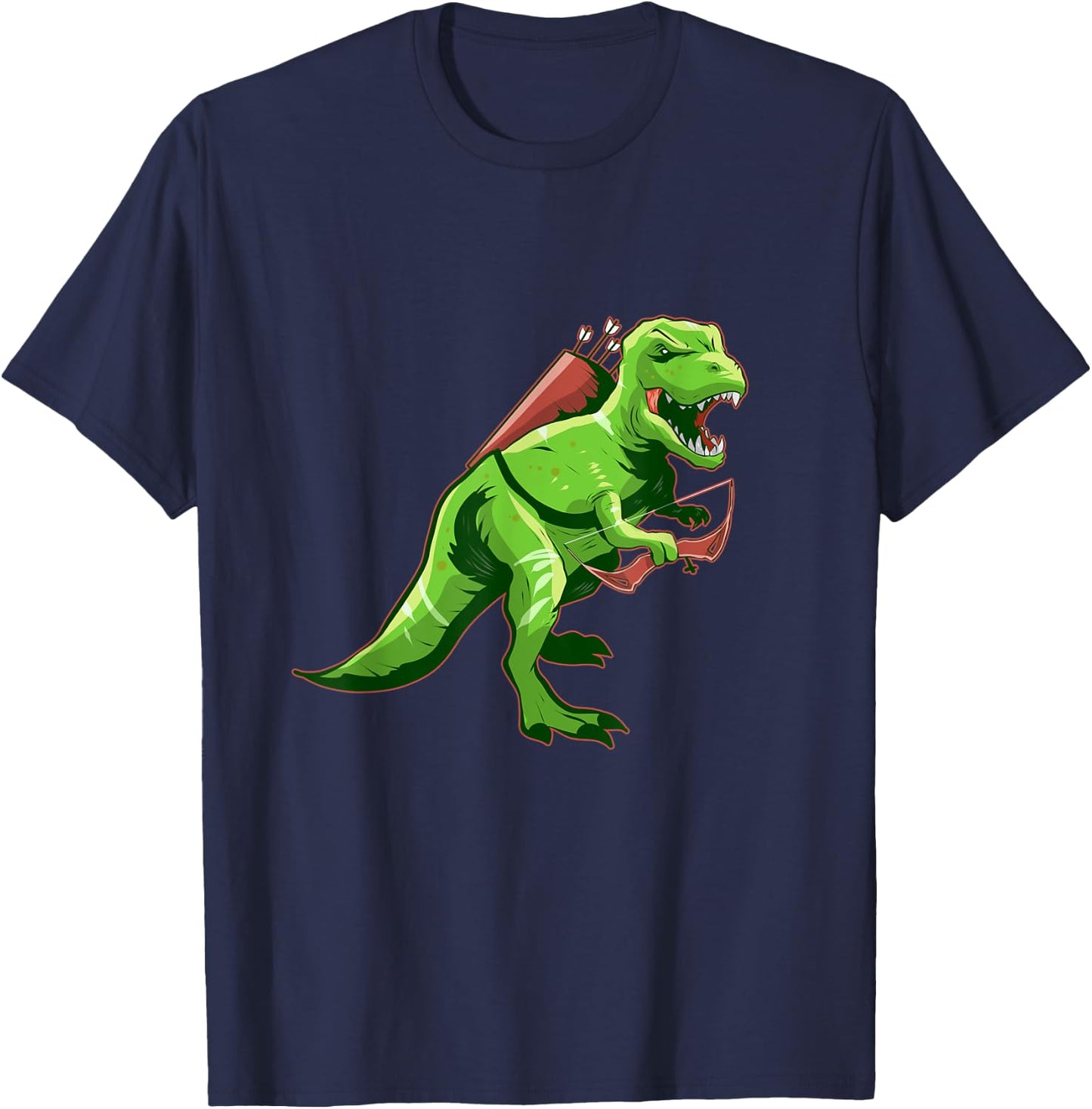 Archery T-Rex Archer Bow Hunting Arrow Dinosaur T-Shirt - T-Shirt | Navy