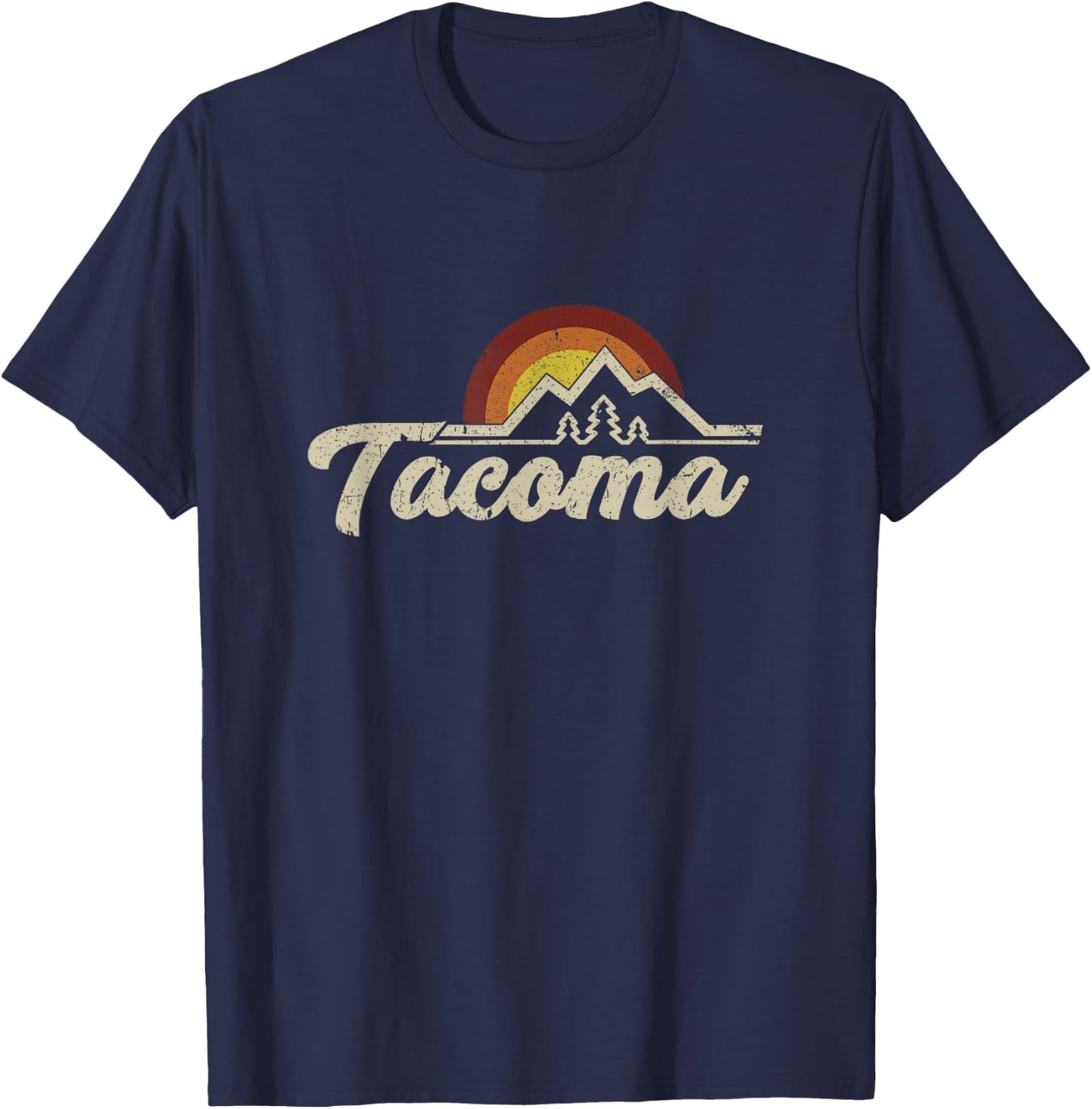 Tacoma WA Retro Throwback Distressed Gift T-Shirt - T-Shirt | Navy