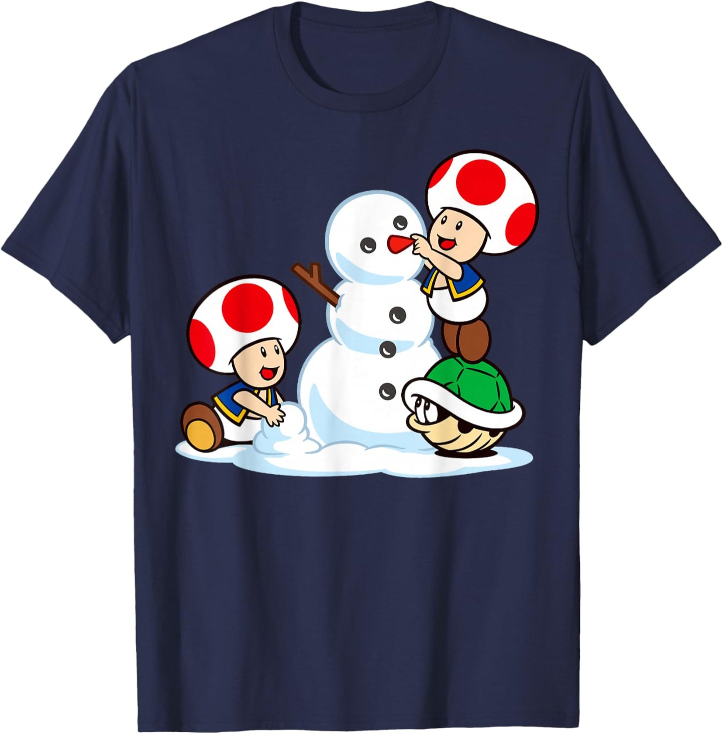 Super Mario Toad Snow Man T-Shirt - T-Shirt | Navy