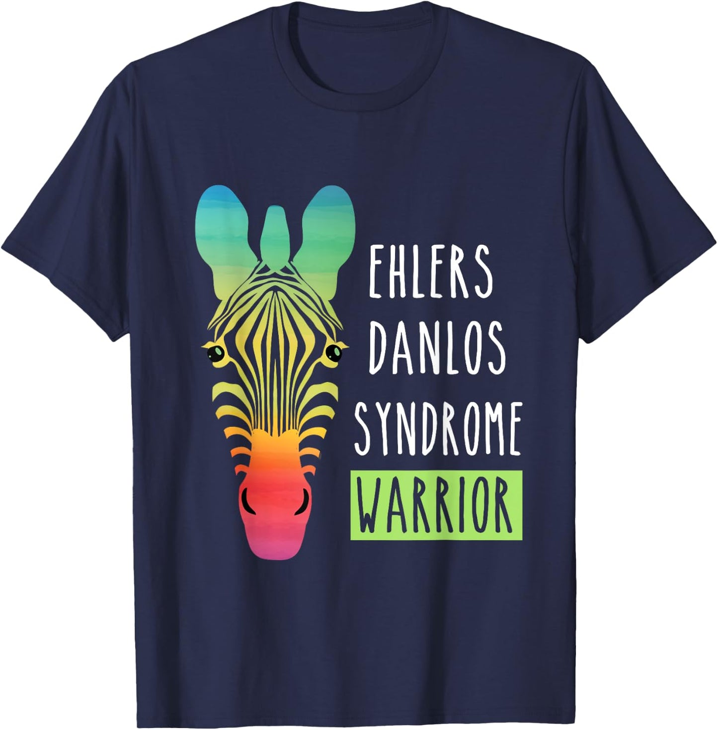 Ehlers Danlos Syndrome Warrior EDS Awareness Zebra T-Shirt - T-Shirt | Navy